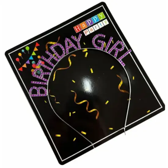 Mor Renk Kristal Taşlı Parlak Birthday Girl Yazılı Taç resmi