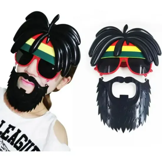 Rasta Peruklu Bob Marley Parti Gözlüğü resmi