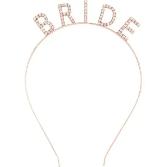 Rose Gold Bekarlığa Veda Kristal Taş Bride Tacı resmi