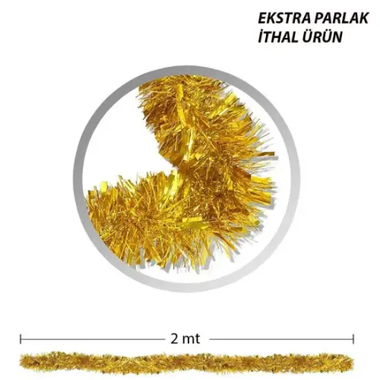 Simli Parti Süsü 2 Metre Gold resmi