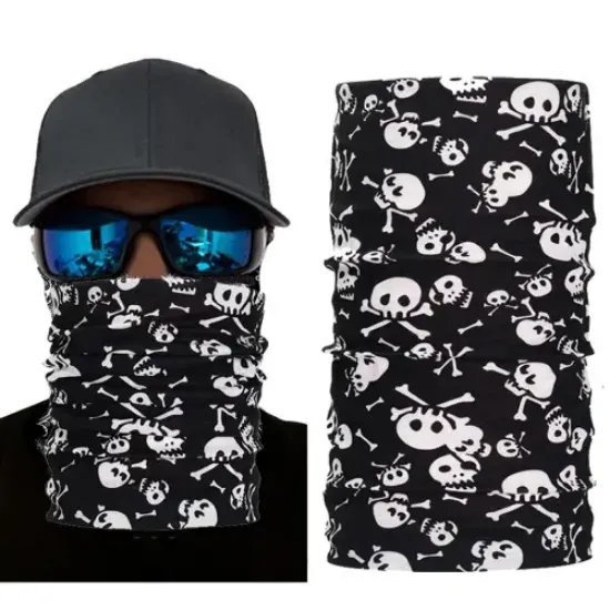 Siyah Beyaz İskelet Baskılı Buff Bandana resmi