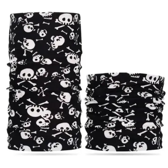 Siyah Beyaz İskelet Baskılı Buff Bandana resmi