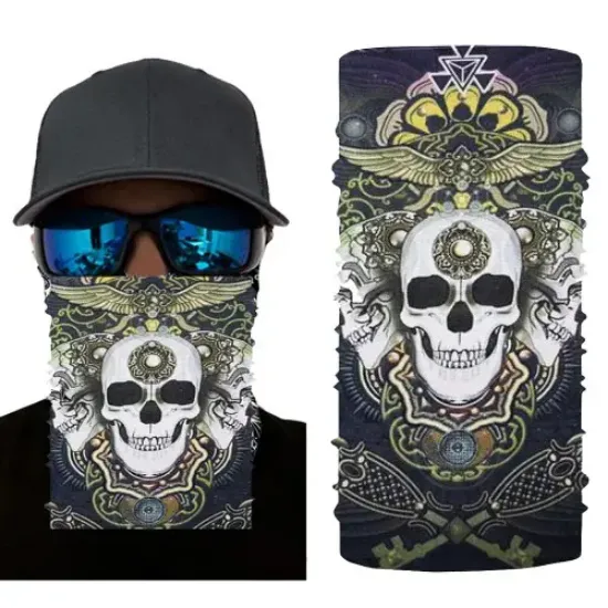 Siyah Beyaz Kafatası Baskılı Buff Bandana 28x45 cm resmi
