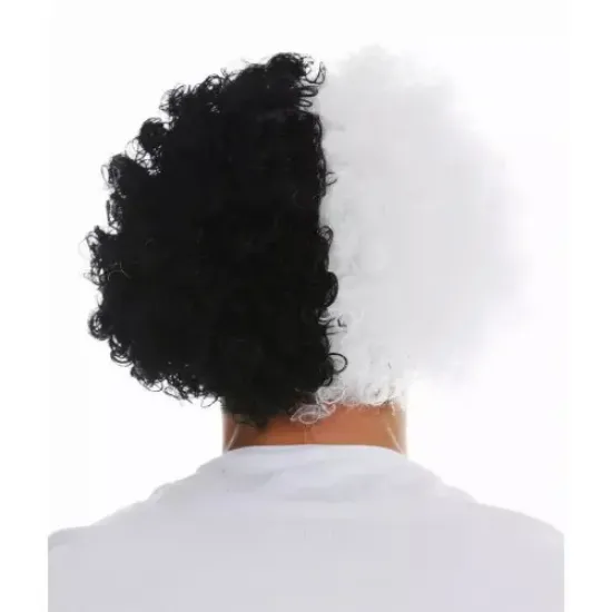 Siyah Beyaz Kıvırcık Afro Bonus Taraftar Peruğu  resmi