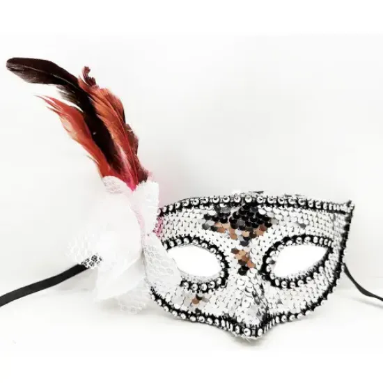 Siyah Kadife Rengarenk Pullu Maske resmi