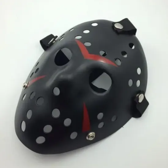Siyah Kırmızı Çizgili Jason Hannibal Maskesi resmi
