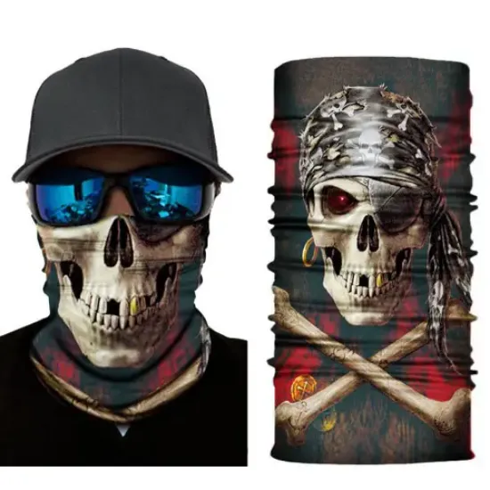 Siyah Korsan Kafatası Baskılı Buff Bandana 30x48 cm resmi