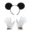 Siyah Mickey Mouse Tacı ve Beyaz Eldiven Seti  resmi