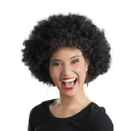 Siyah Renk Kıvırcık Afro Bonus Parti Peruğu resmi