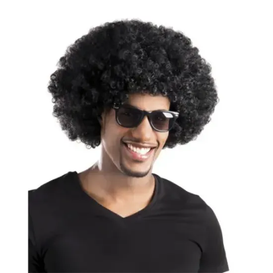 Siyah Renk Kıvırcık Afro Bonus Parti Peruğu resmi