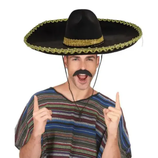 Sombrero Meksika Şapkası Altın Şeritli Yetişkin Boy  resmi