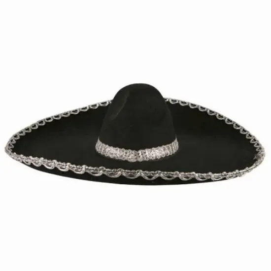 Sombrero Meksika Şapkası Gümüş Şeritli Yetişkin Boy  resmi