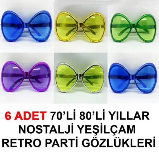 Yeşilçam Retro Parti Gözlükleri 6 Adet resmi