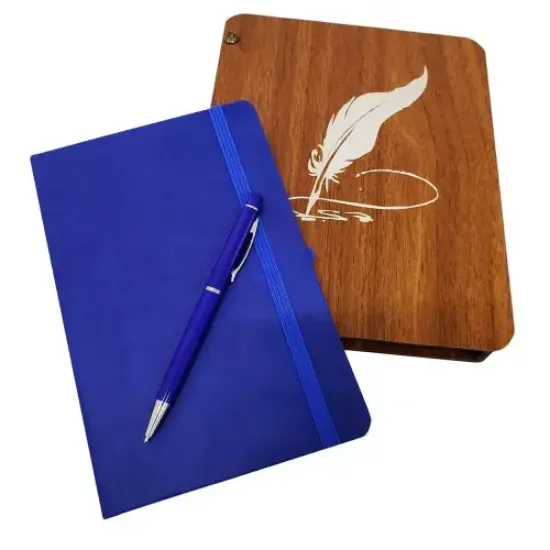 Ahşap Kutulu Defter ve Kalem Seti  resmi