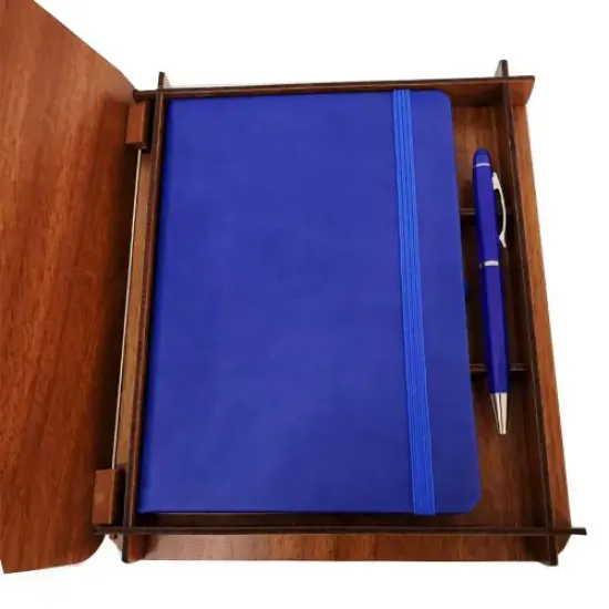 Ahşap Kutulu Defter ve Kalem Seti  resmi