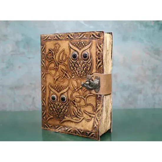 Baykuşlu Deri Defter Model 1  resmi