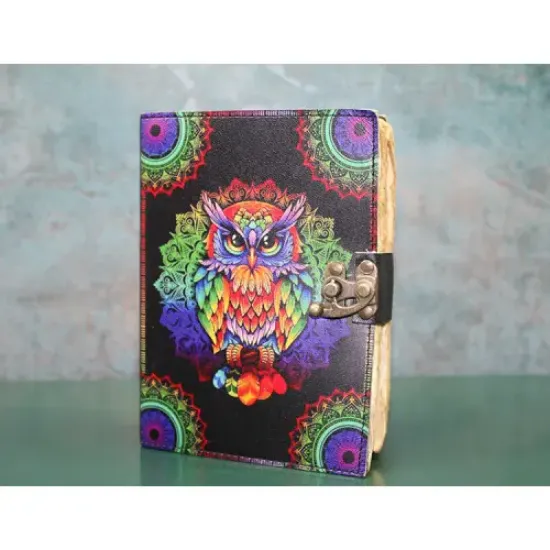 Baykuşlu Deri Defter Model 2  resmi
