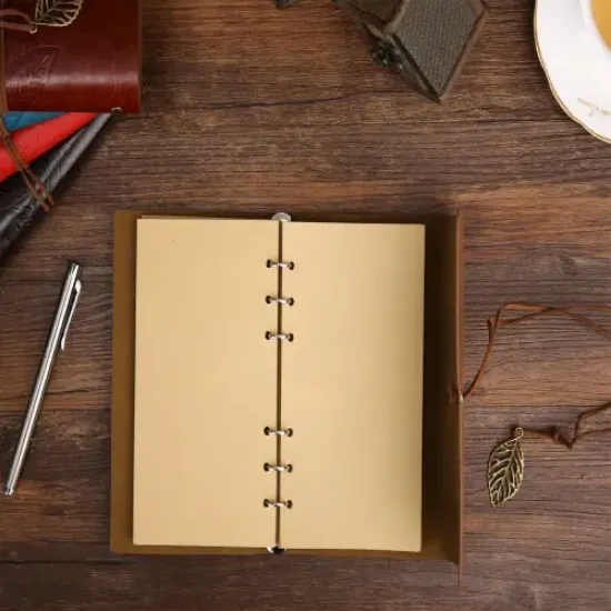 Deri Yaprak Desenli Çizgisiz Defter  resmi