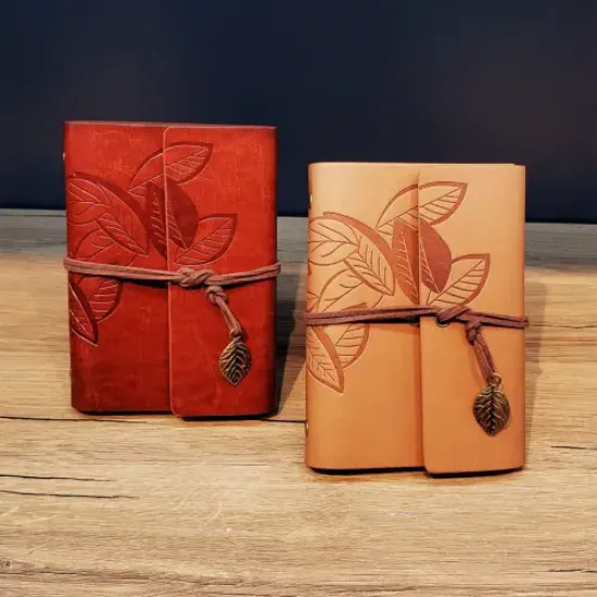 Deri Yaprak Desenli Defter Küçük Boy  resmi