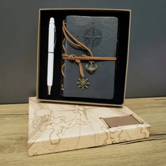 Gri Defter Ve Beyaz Kalem Kutulu Set resmi