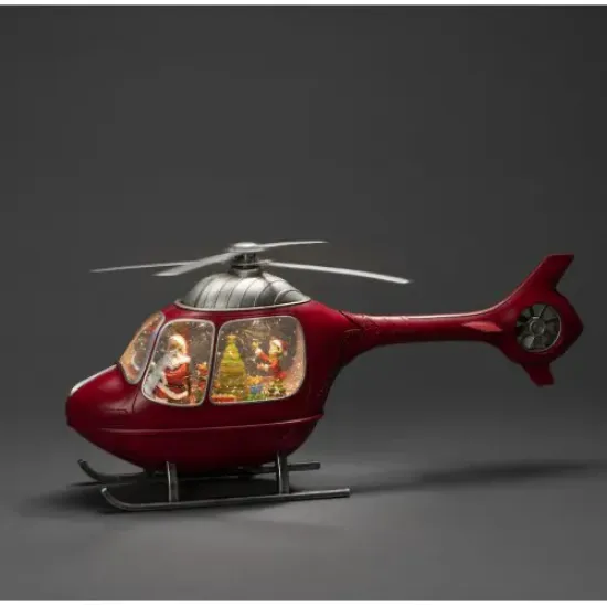 Helikopter Tasarımlı Işıklı Müzikli Kar Küresi  resmi