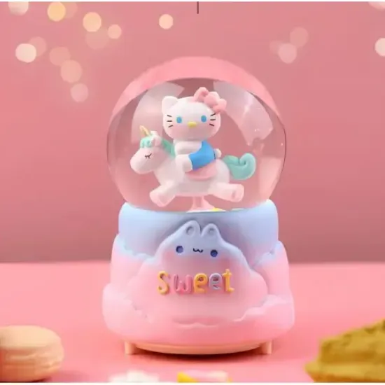 Hello Kitty İçi Dönmeli Püskürtmeli Işıklı Müzikli Kar Küresi Büyük Boy Model 2  resmi