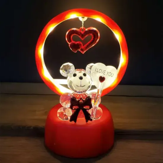 Işıklı Kırmızı I Love You Ayıcık resmi