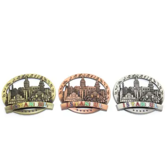 İstanbul Temalı Metal Magnet Yuvarlak Tasarım resmi