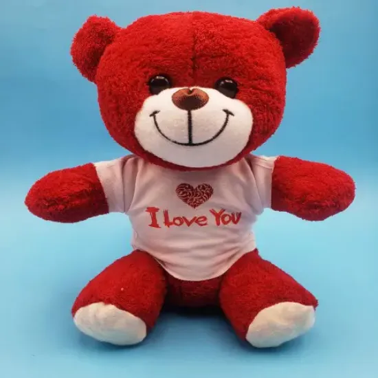 Kırmızı I Love You Tişörtlü Peluş Ayıcık resmi
