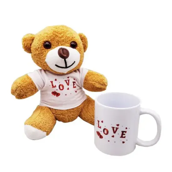 Love Baskılı Kahverengi Ayıcık Ve Kupa Hediye Seti resmi