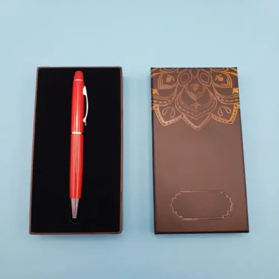 Mandala Desenli Kutulu Kırmızı Touchpen Tükenmez Kalem  resmi