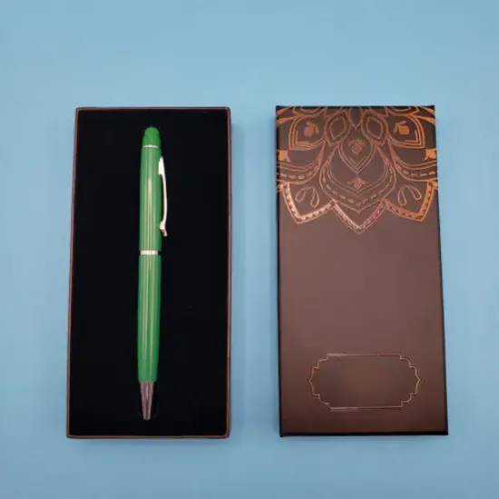 Mandala Desenli Kutulu Yeşil Touchpen Tükenmez Kalem  resmi