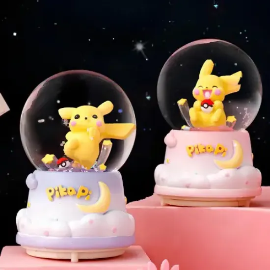 Pokemon İçi Dönmeli Üflemeli Işıklı Müzikli Kar Küresi Büyük Boy  resmi