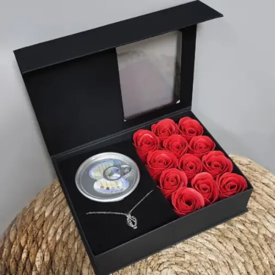 Romantik Gül ve İstiridye İnci Kolye Seti resmi