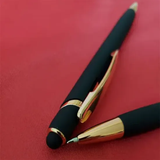 Siyah Tükenmez Rubber Kalem Touchpen resmi