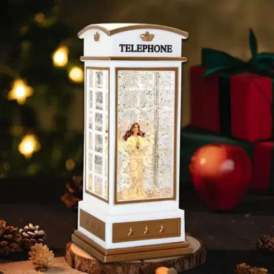 Telefon Kulübeli Işıklı Müzikli Kar Küresi  resmi