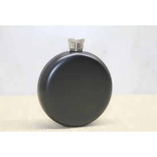 Yuvarlak Tekli Matara 5 Oz Siyah  resmi