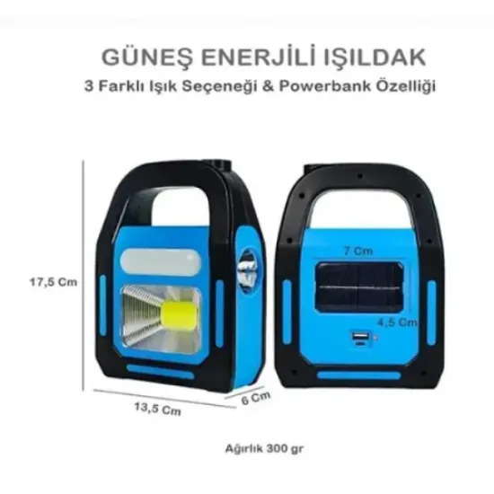 Güneş Enerjili Işıldak ve Powerbank Özellikli Kamp Lambası resmi