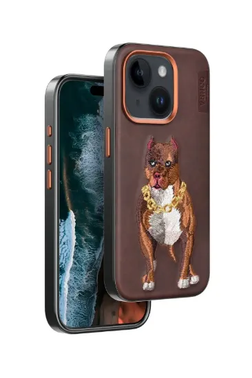 Venco iPhone 14 Perma Desenli Kapak - Kahverengi resmi
