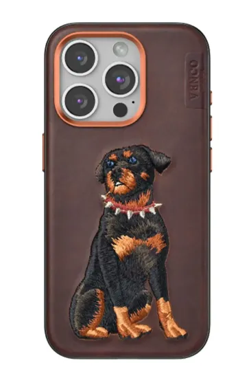 Venco iPhone 15 Pro Max Perma Desenli Kapak - Koyu Kahve resmi