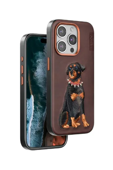 Venco iPhone 15 Pro Max Perma Desenli Kapak - Koyu Kahve resmi