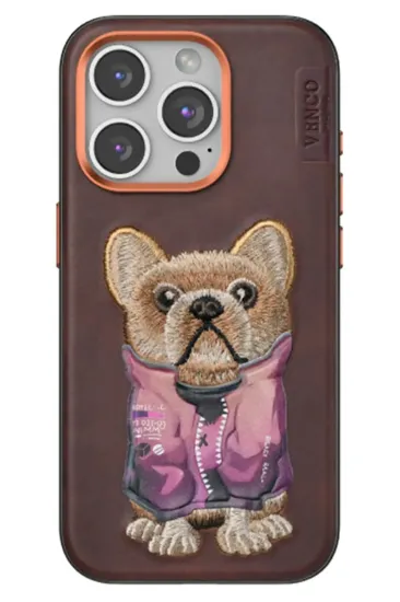 Venco iPhone 15 Pro Cute Desenli Kapak - Koyu Kahve resmi