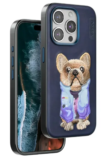 Venco iPhone 15 Pro Cute Desenli Kapak - Lacivert resmi