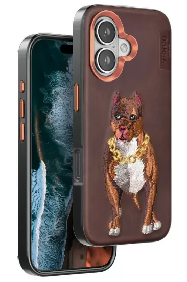 Venco iPhone 16 Perma Desenli Kapak - Kahverengi resmi