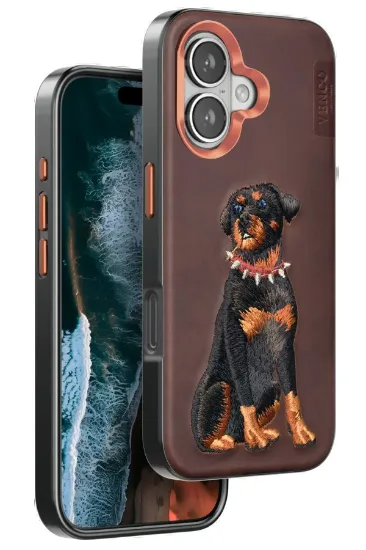 Venco iPhone 16 Perma Desenli Kapak - Koyu Kahve resmi