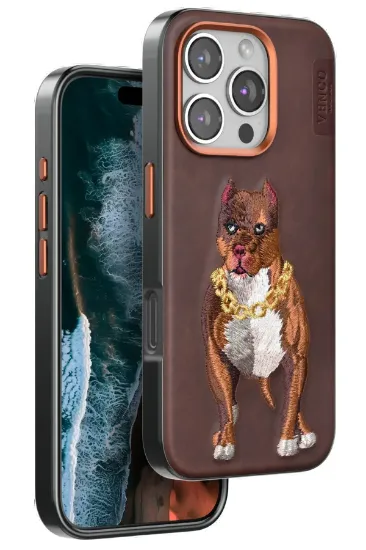 Venco iPhone 16 Pro Perma Desenli Kapak - Kahverengi resmi