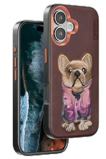 Venco iPhone 16 Cute Desenli Kapak - Koyu Kahve resmi