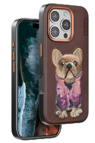 Venco iPhone 16 Pro Cute Desenli Kapak - Koyu Kahve resmi
