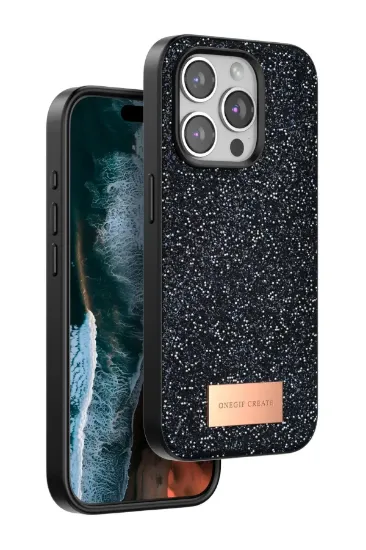 Onegif iPhone 14 Pro Max Bright Simli Kapak - Siyah resmi