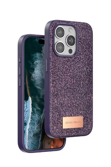 Onegif iPhone 14 Pro Max Bright Simli Kapak - Derin Mor resmi